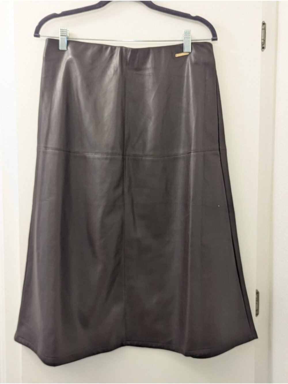 Marc New York Andrew Marc Womens Espresso Faux Leather A-Line Skirt Size M